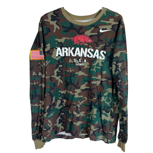 Nike Other - Nike Arkansas Razorbacks Military Veteran Long Sleeve Shirt Mens L Camo Dri-FIT
